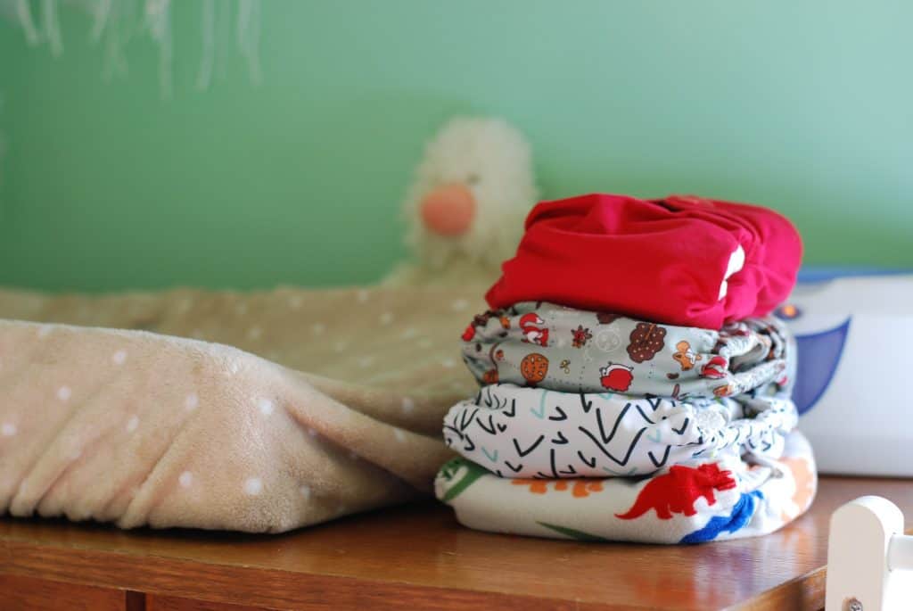 changing pad and stacked cloth diapers