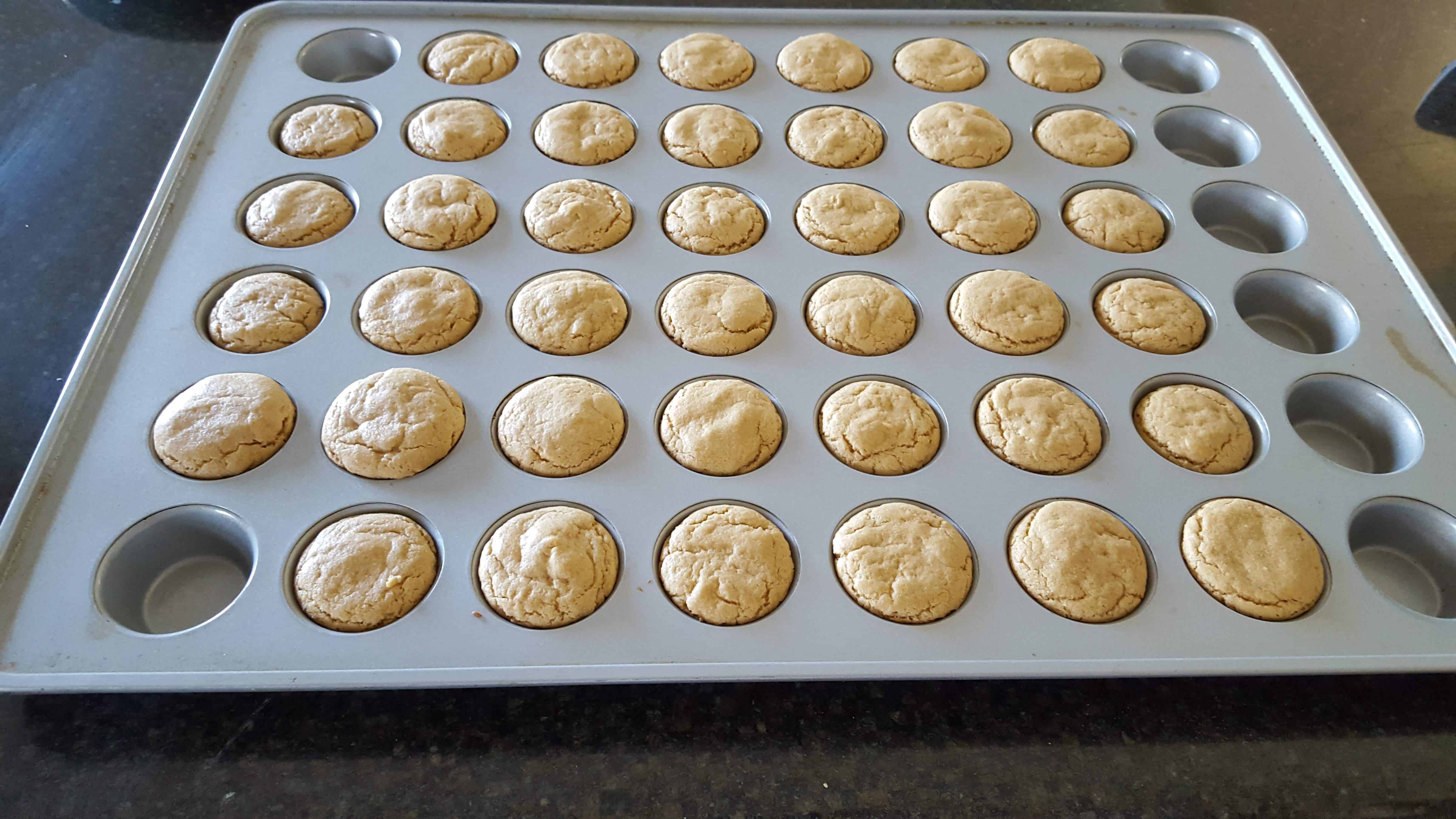 baked cookie dough in mini muffin tin