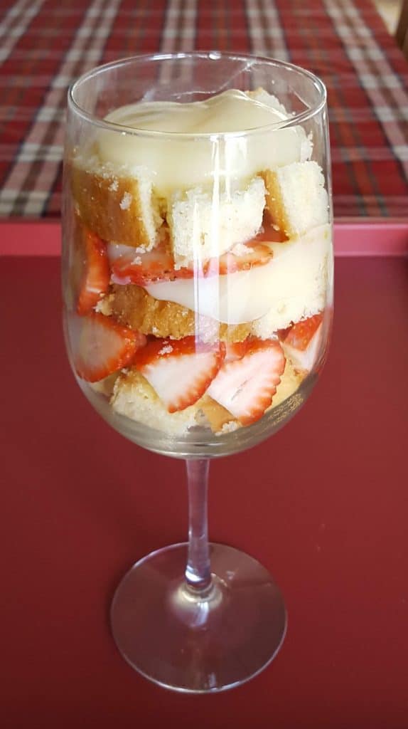parfait layers in a wine glass