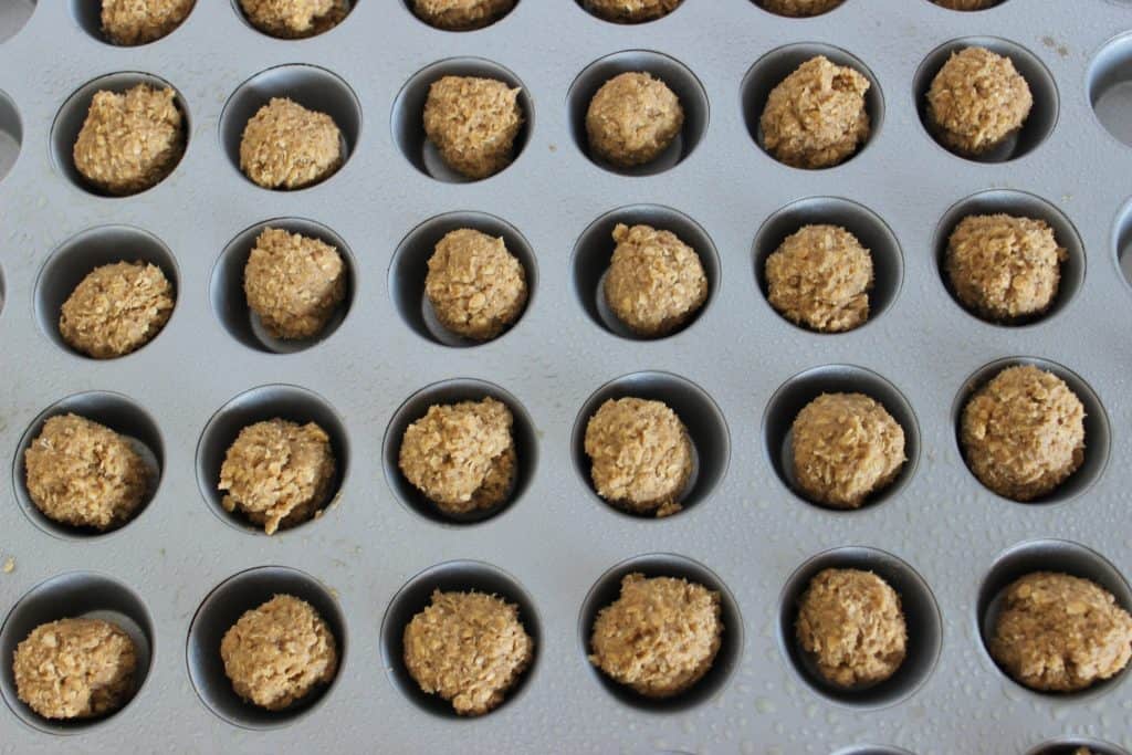 cookie dough balls in mini muffin pan