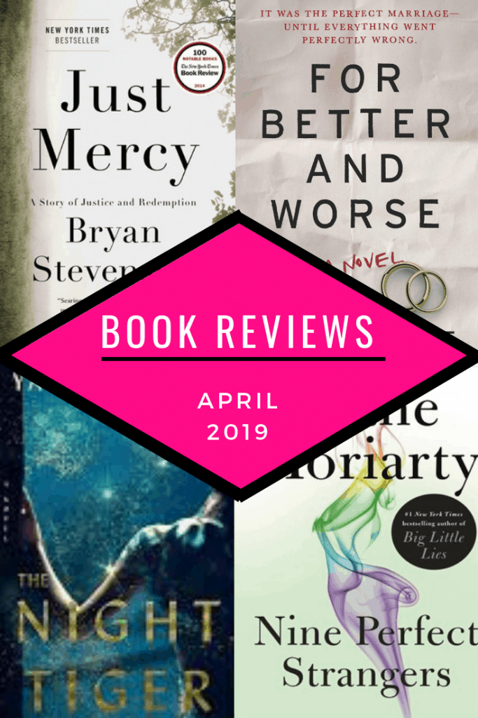 four book covers with text "book reviews April 2019"