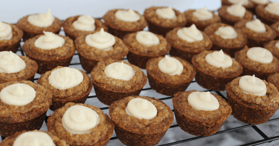 mini oatmeal cream pie cookie cups on cooling rack