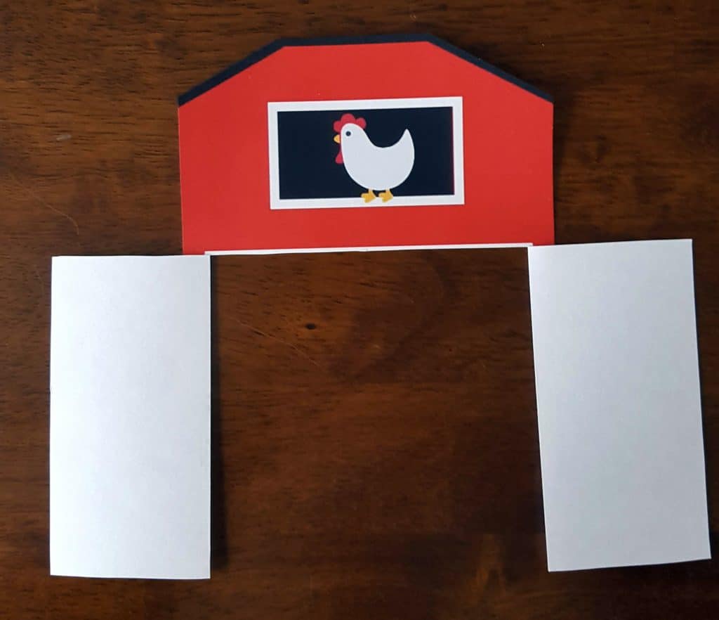 barn image cut out with doors cut to open and folded back