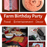 Pin for Farm Birthday Party featuring five different images