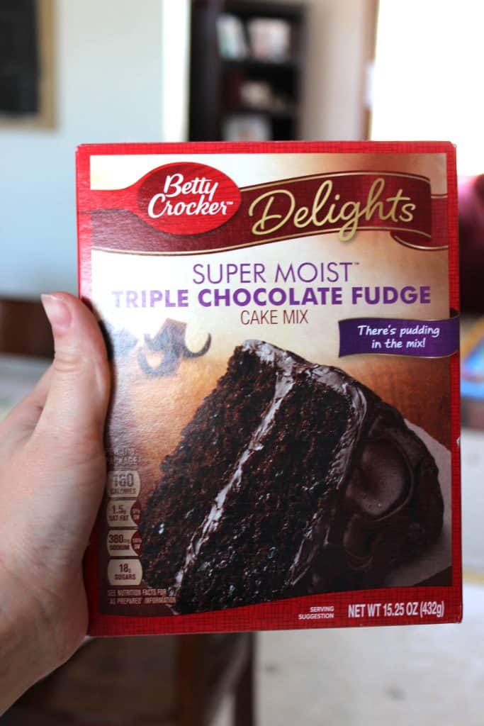 triple chocolate fudge cake mix box