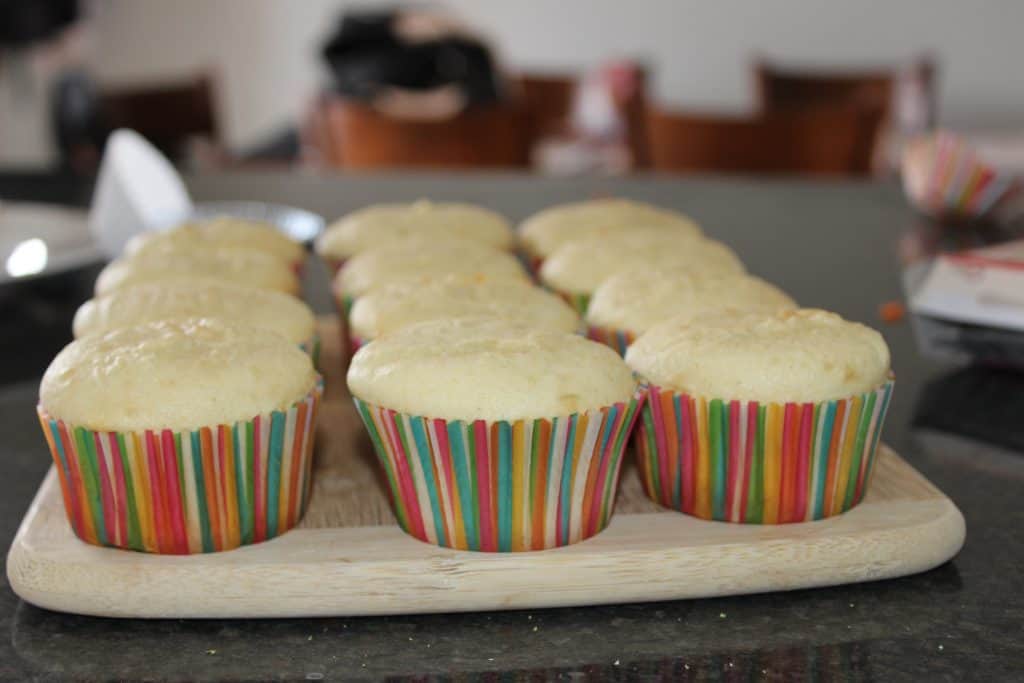 baked cupcakes on a cutting board