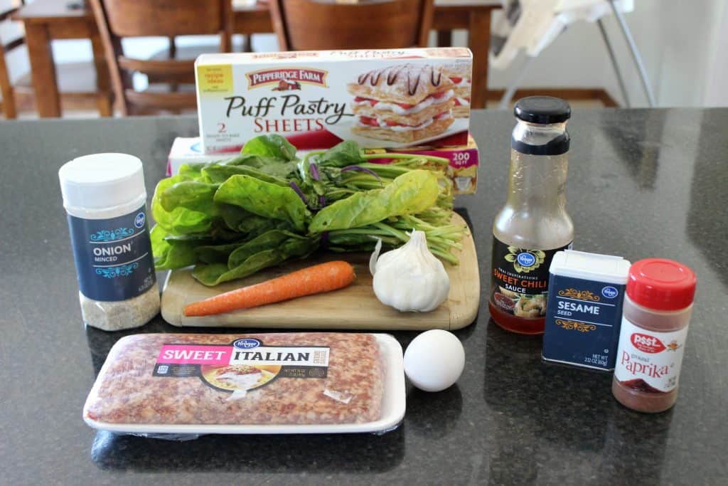 all the ingredients for the recipe on a counter