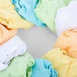 a circle of multi-colored cloth diapers