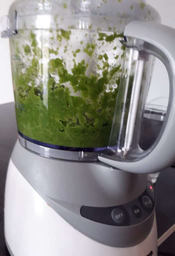 blended peas in food processor