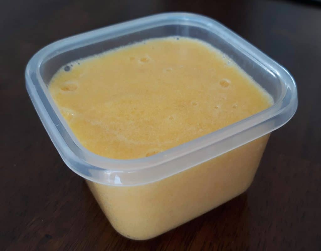 peach puree in place storage container