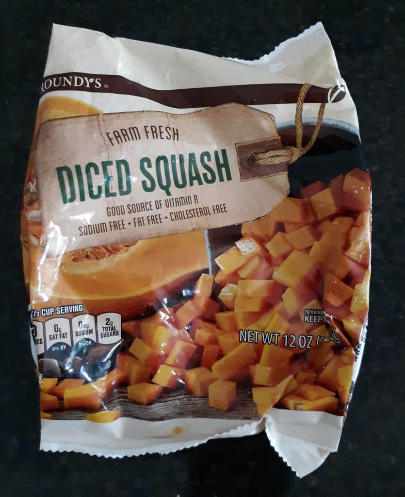 bag of frozen diced squash