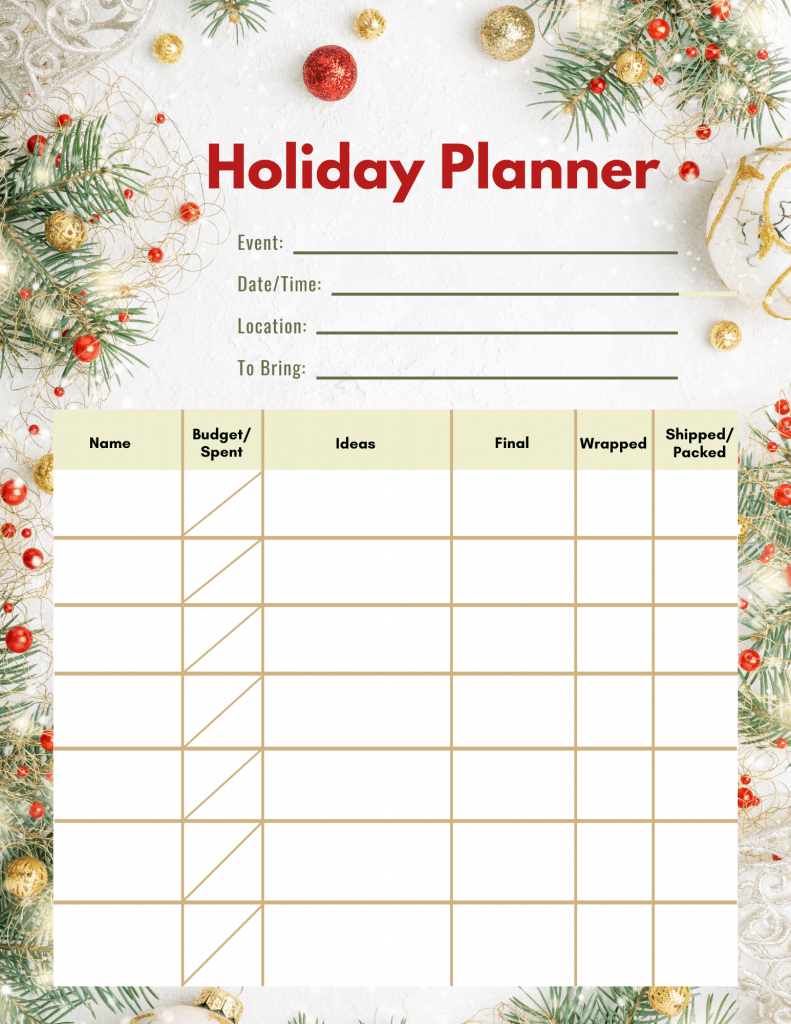 Get Organized with Christmas Gift Planner Printables