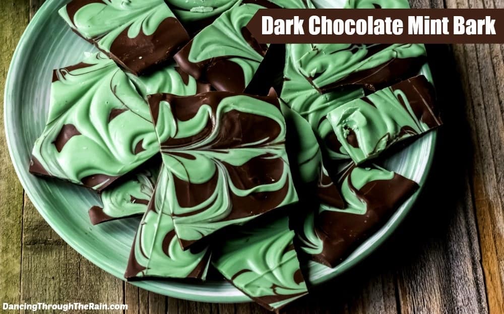 plate of dark chocolate mint bark pieces