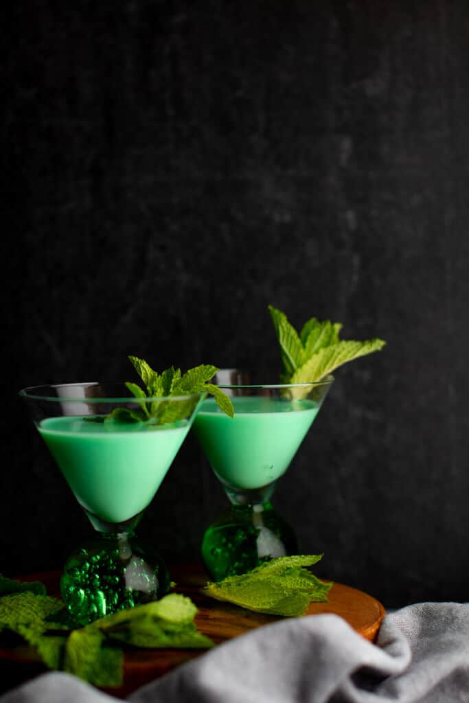 two grasshopper cocktails