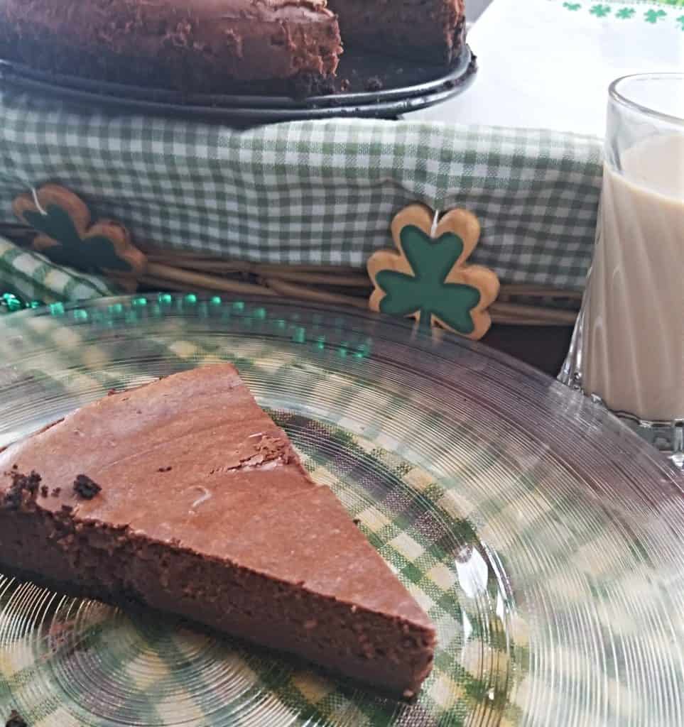 a slice of irish chocolate cheesecake