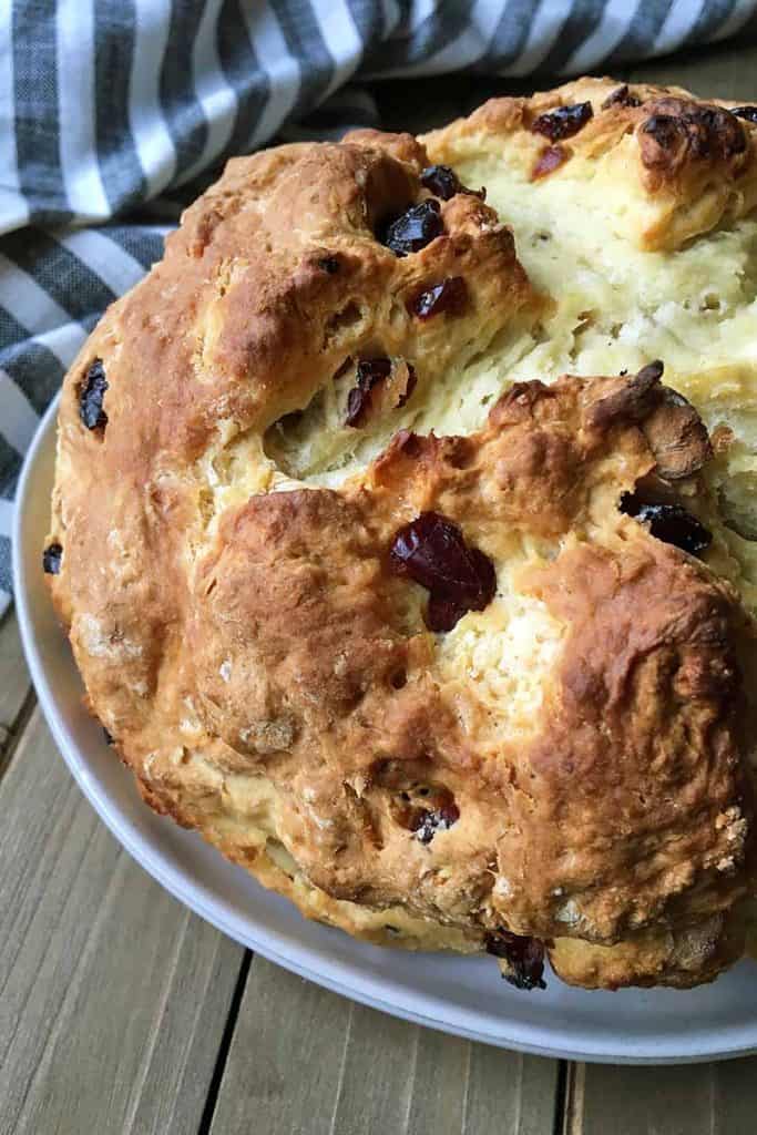 loaf of Irish soda bread on a plate