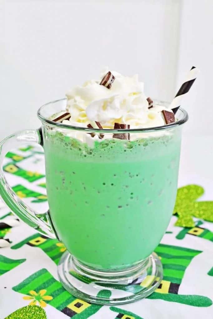 large glass of shamrock shake