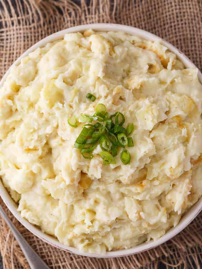 top view of a bowl of irish potatoes