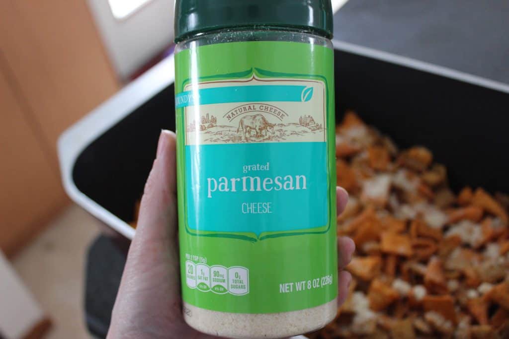 plastic can of grated parmesan