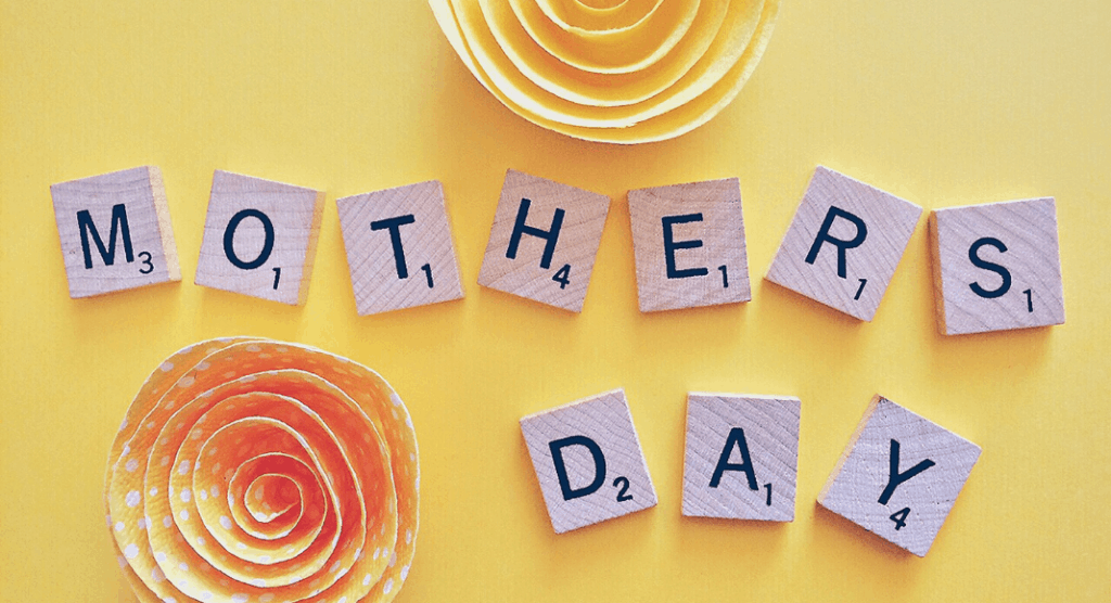 Mother's Day spelled out in Scrabble tiles