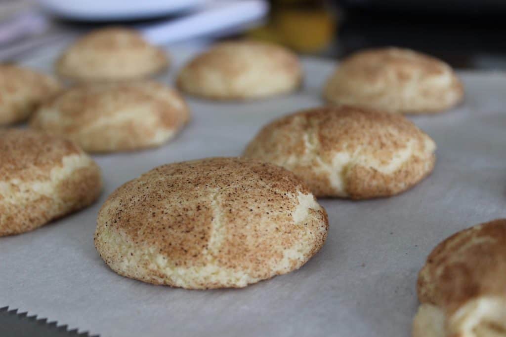 snickerdoodle cookies on parchment