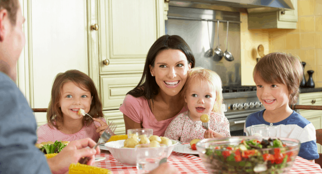 family sitting down for dinner