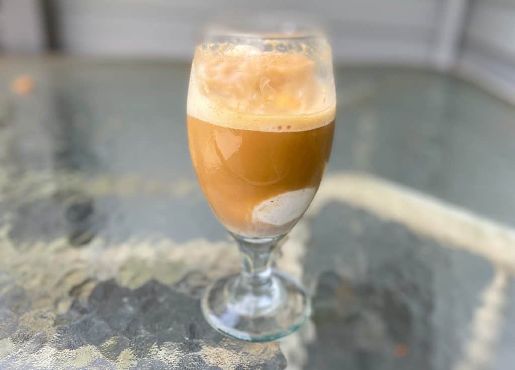 root beer float in a clear glass