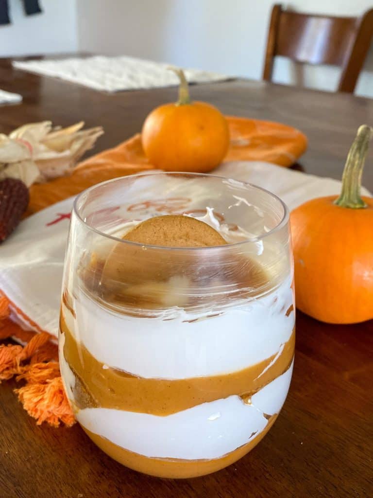 assembled pumpkin pudding parfait