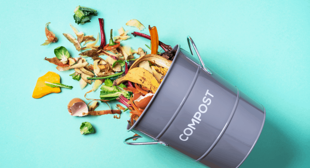 compost bin with food coming out of it