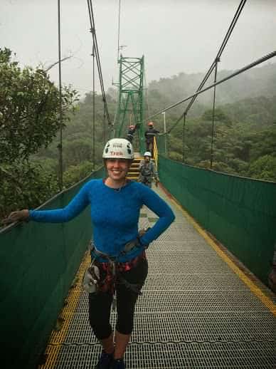 Author about to zip line in Costa Rica