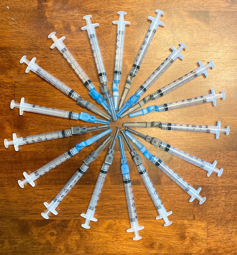 a circle of used needles