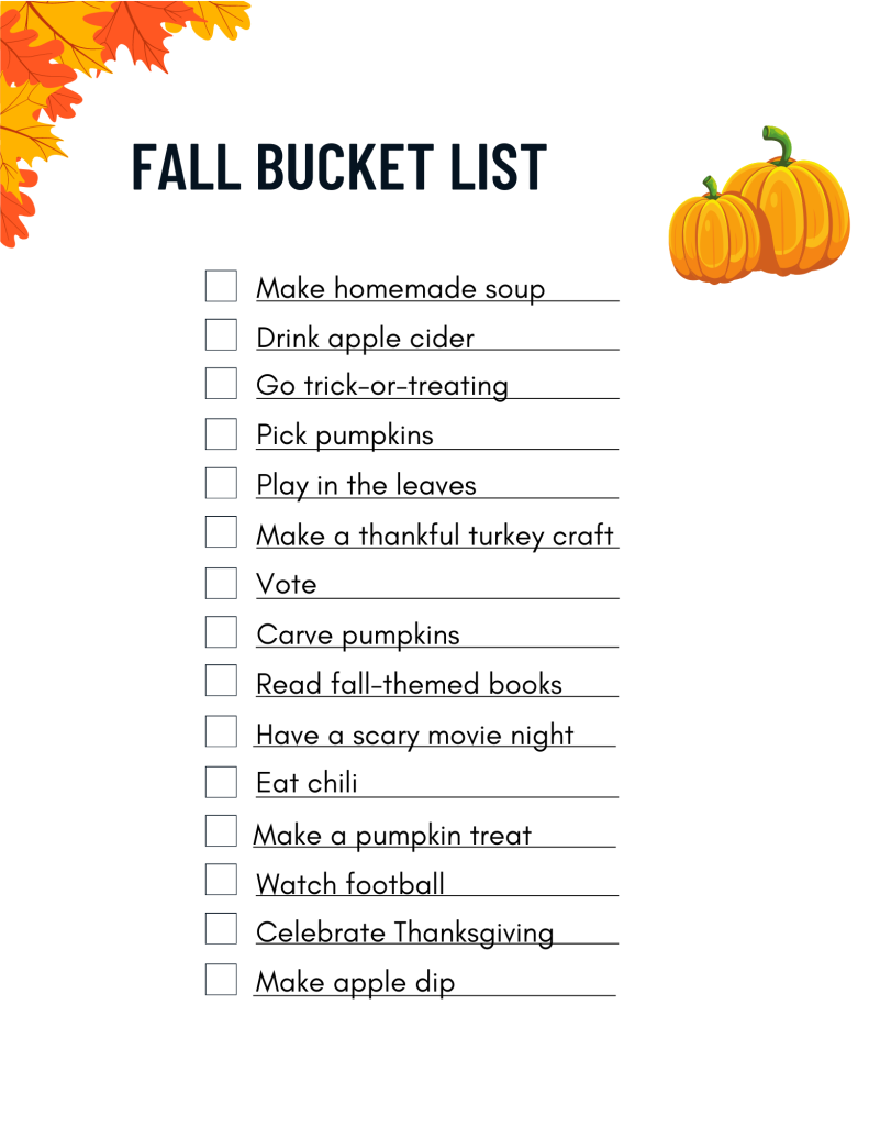 a list of fall activities to enjoy with the family