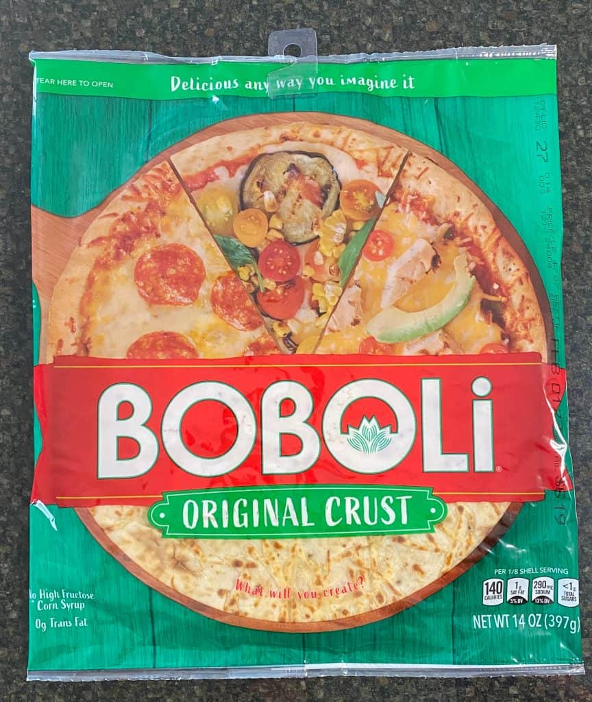 pre-made Boboli pizza crust package