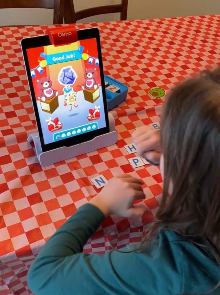 Ipad with Osmo word game