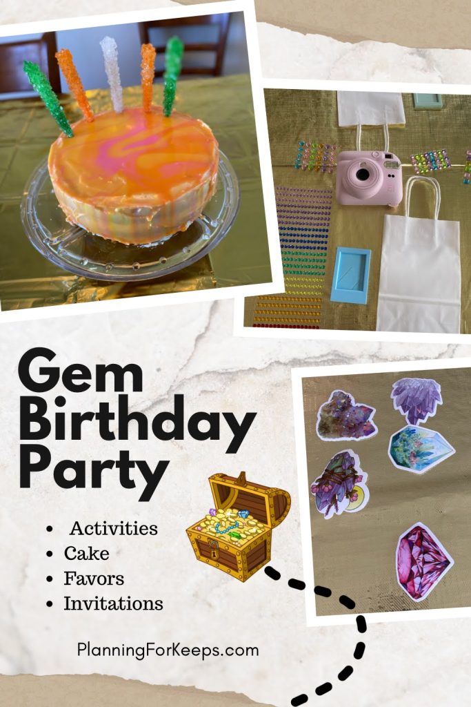 "Gem Birthday Party" with three pictures from the blog post