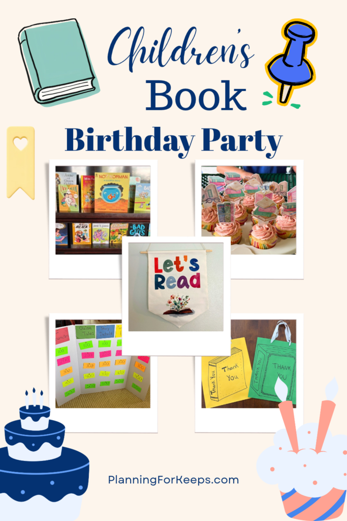 Children's Book Birthday Party with images from the party